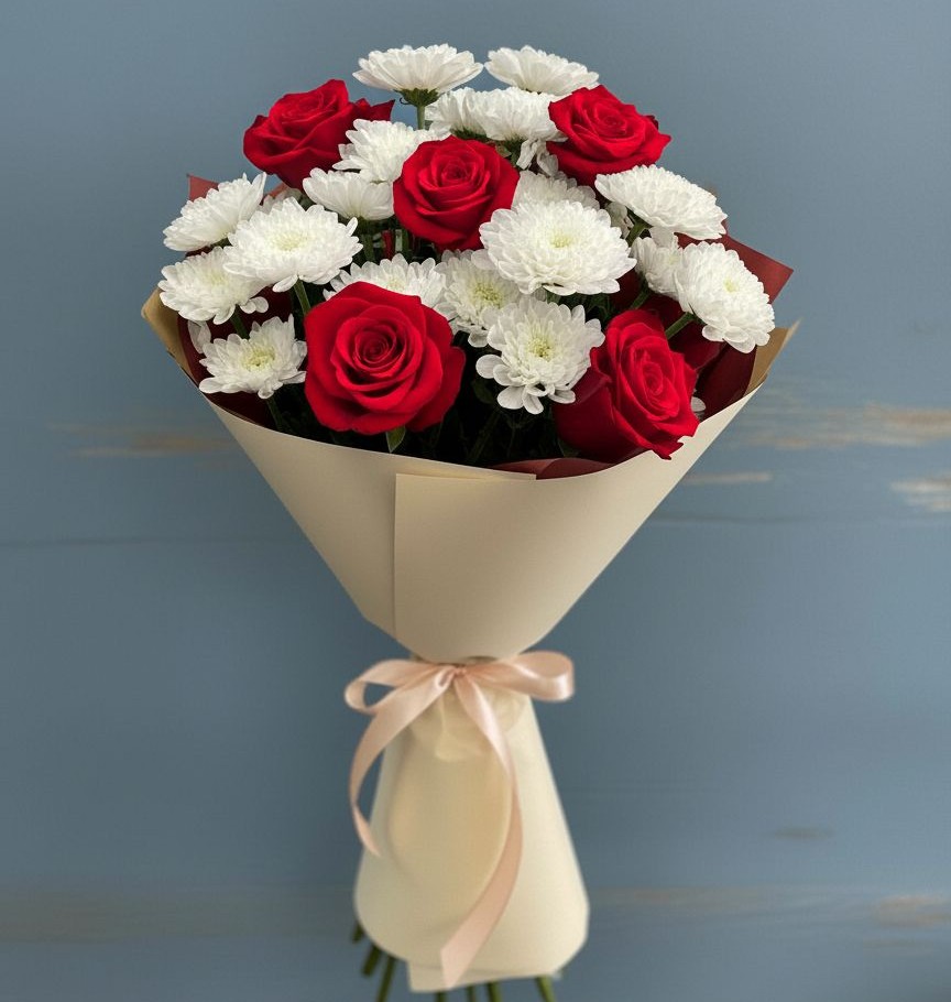 Букет цветов из: Розы и Хризантемы в Череповце