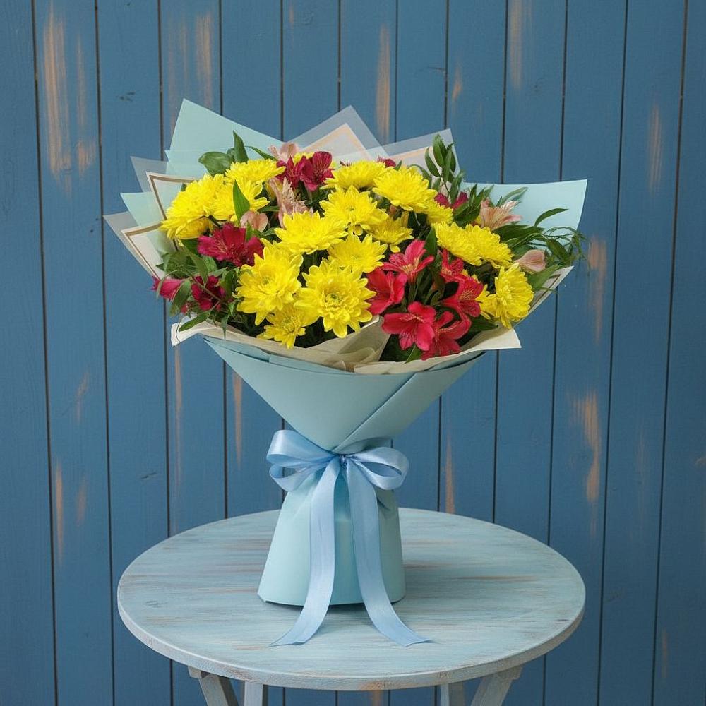 Букет цветов из: Альстромерии и Хризантемы в Череповце