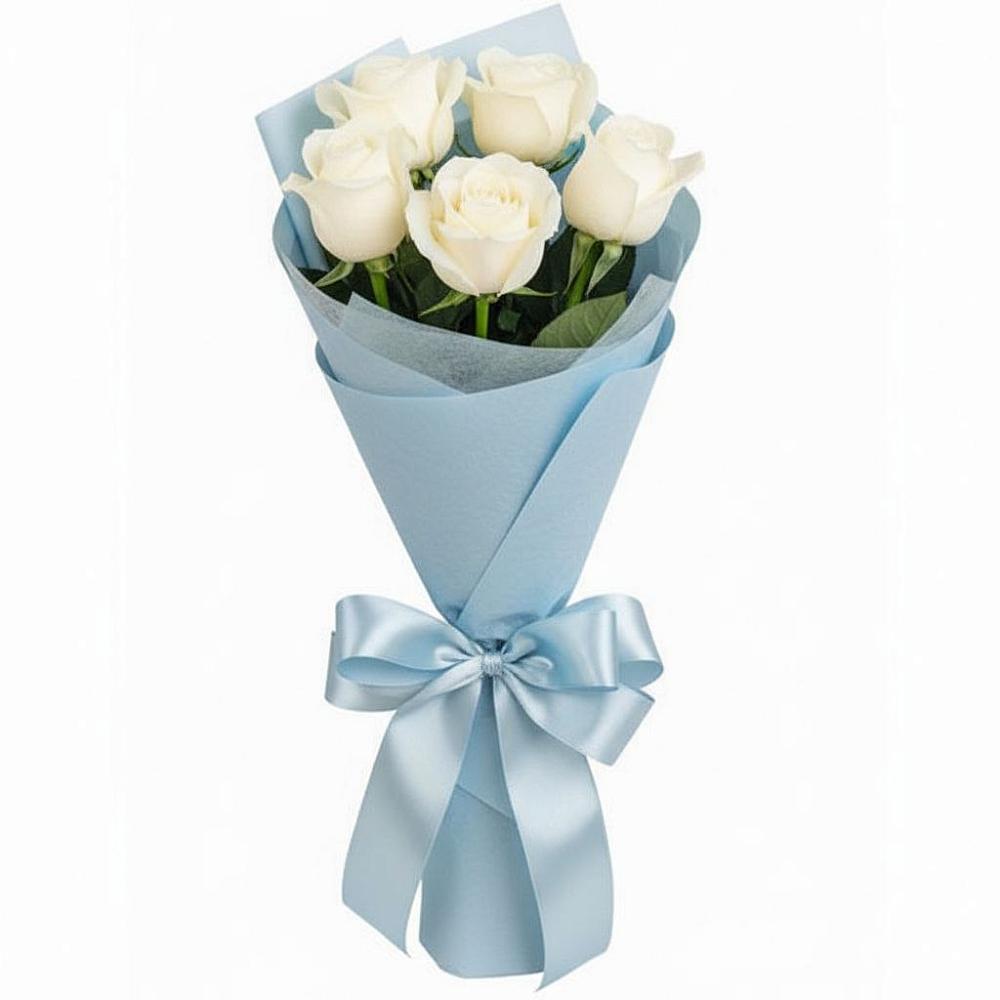 Букет 5 Белых роз Проуд в Череповце