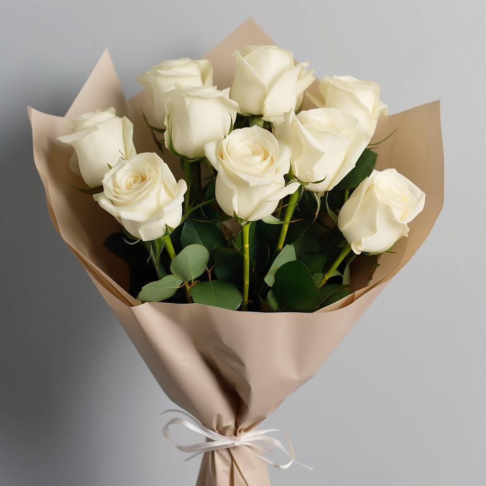 Букет 9 Белых роз Эдлесс Лав в Череповце