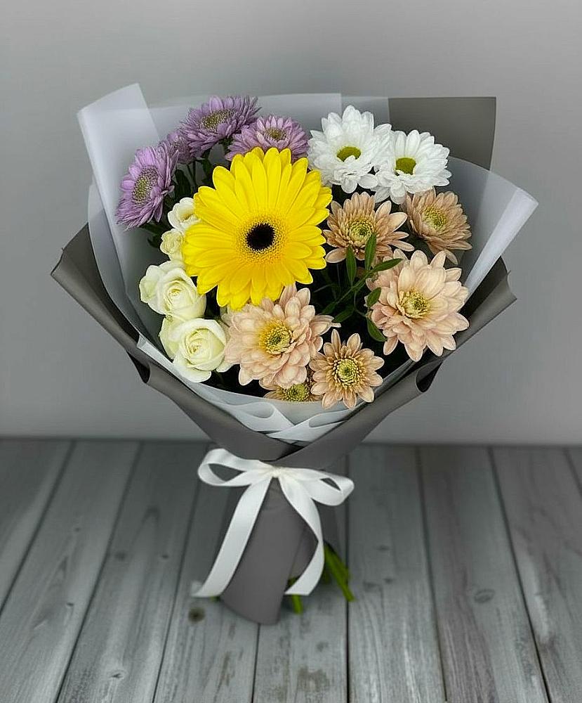 Букет цветов из: Розы, Герберы и Хризантемы в Череповце