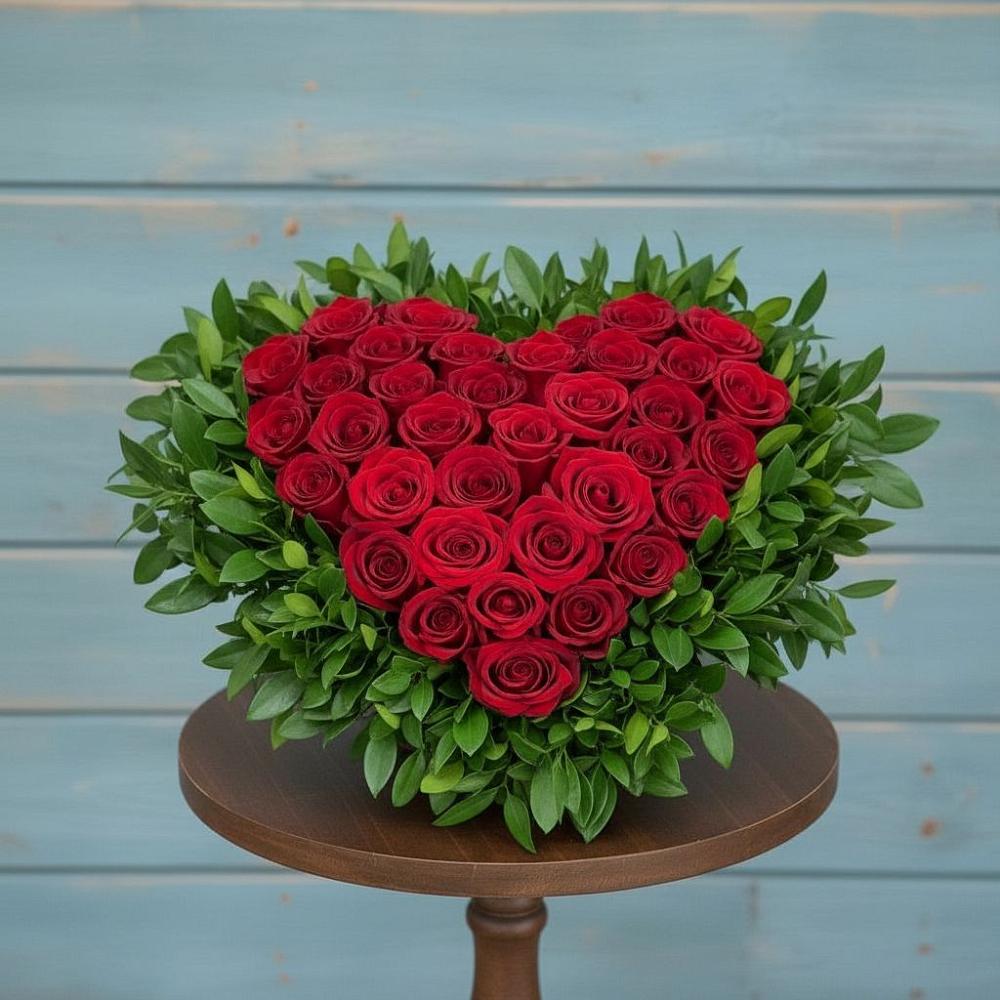 Цветочная композиция из Розы в виде сердца в Череповце