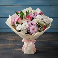 Букет цветов из:  Хризантемы, Альстромерии и Розы в Череповце