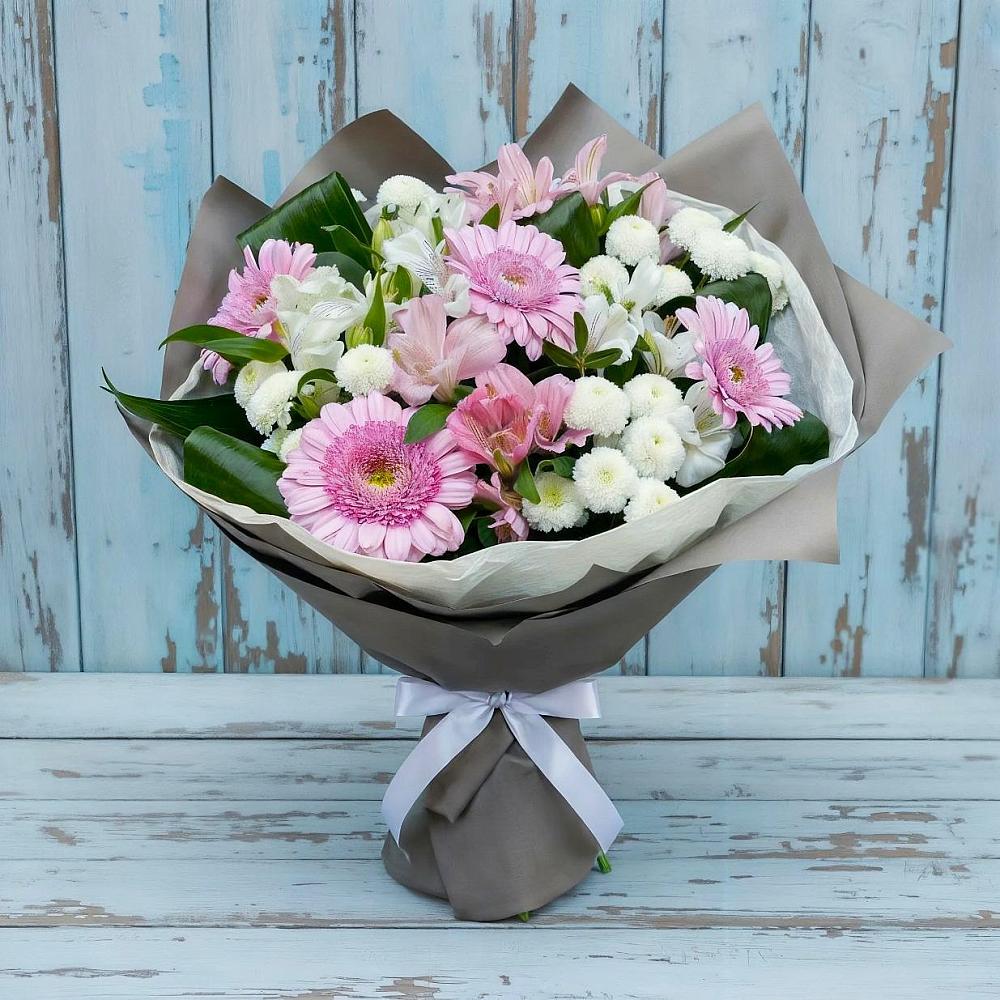 Букет цветов из: Герберы, Альстромерии и Хризантемы в Череповце